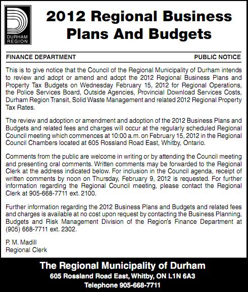 2012 Durham Region budget meeting